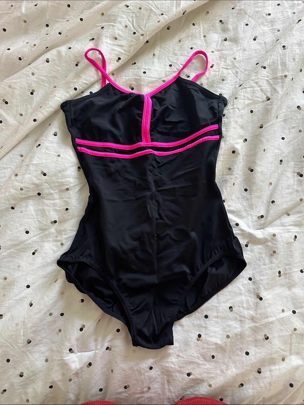 Black Leotard with Pink Trim